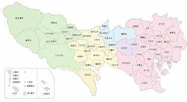東京都の市区町村境界図